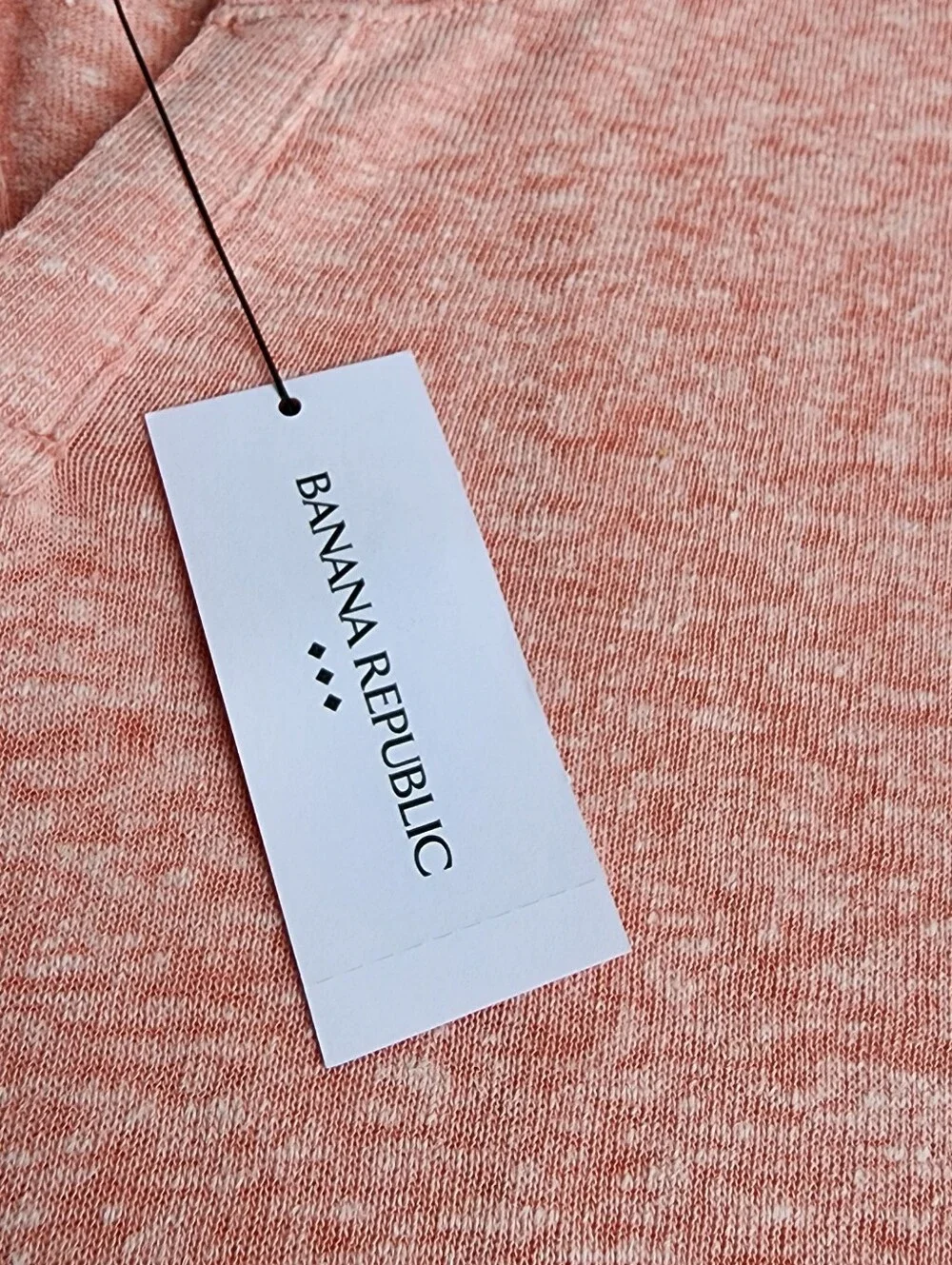NWT Banana Republic Linen Blend Men's T-Shirt Short Sleeve Peach Pink Notch L